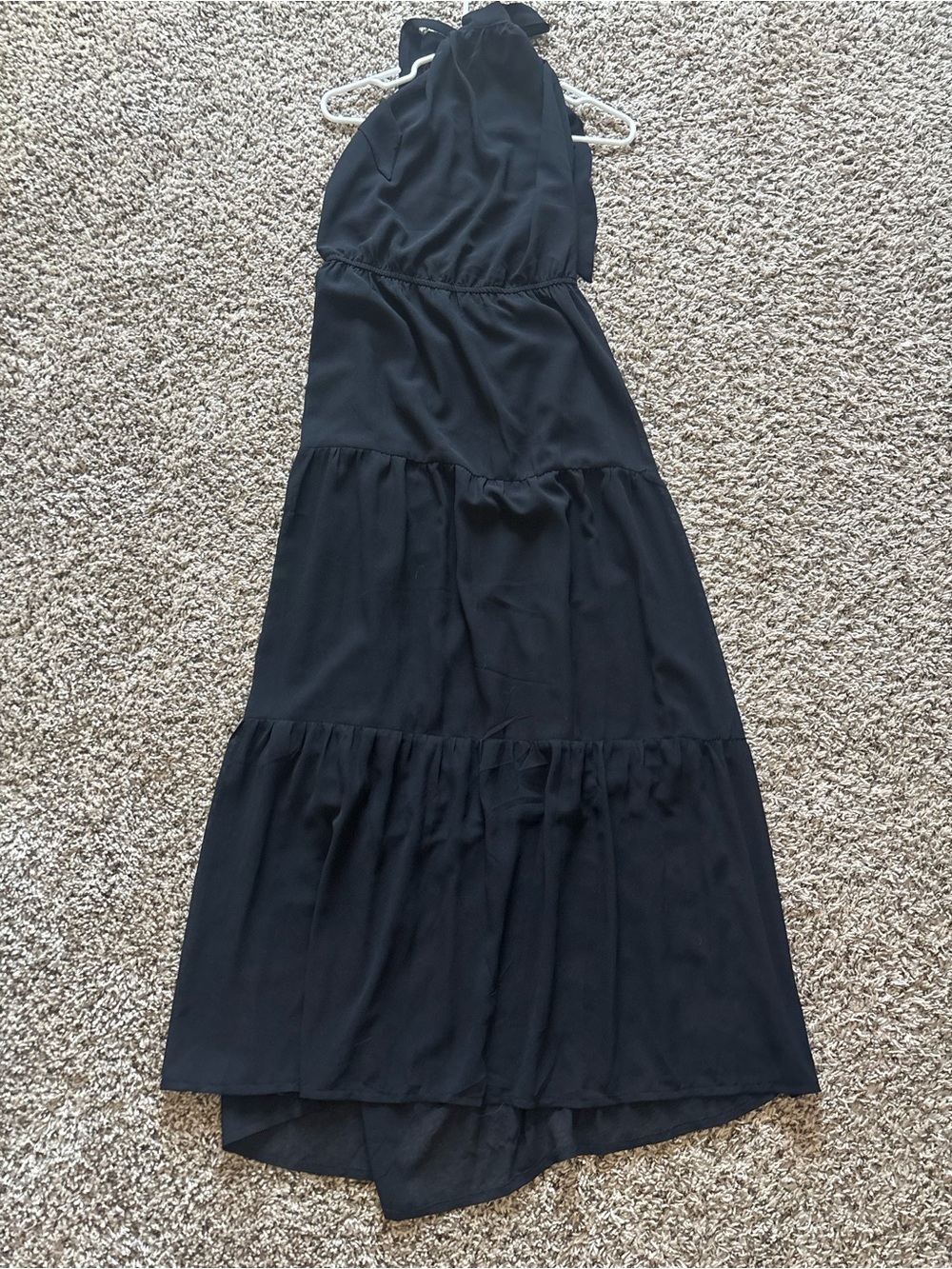 Amazon Black Halter Tiered Maxi Dress